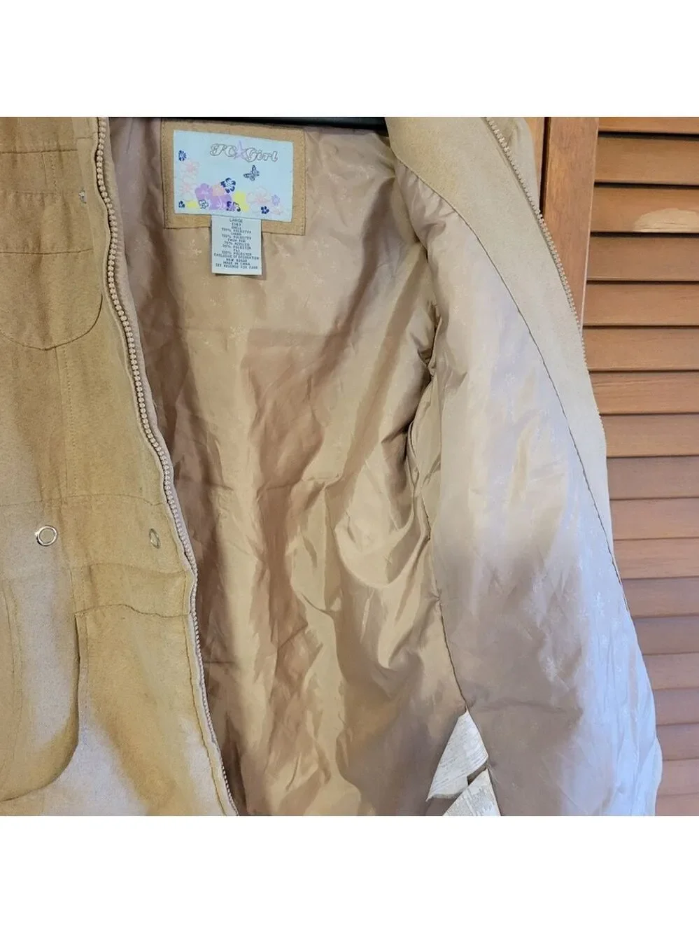 Brown Faux Fur Trim Coat Size 14 Large